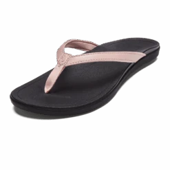 OluKai Ho‘ōpio - Petal Pink Metallic / Black -OluKai Sandal Store 20294 NK40 AMZ Ho opio PetalPinkMetallicBlack